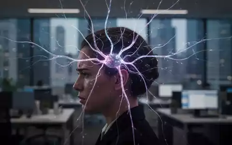 Abstrakte Darstellung von mentaler Energie und Stress, mit leuchtenden Linien, die aus einem Kopf strömen, vor verschwommenem Hintergrund. - Foto: über boerse-global.de