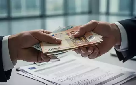 Hände tauschen Euro-Banknoten aus, im Hintergrund verschwommen ein Büro. Symbolisiert Finanztransaktionen und Verdienstgrenzen. - Foto: über boerse-global.de