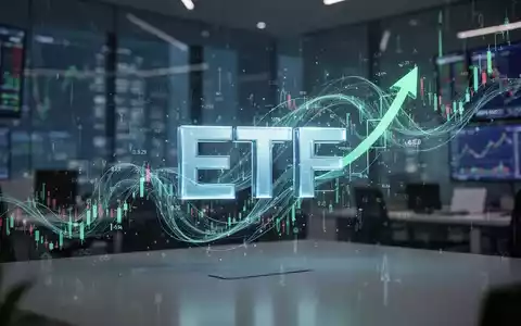 Abstrakte digitale Darstellung eines ETF mit fließenden Finanzdaten vor einem verschwommenen Bürohintergrund. - Foto: über boerse-global.de