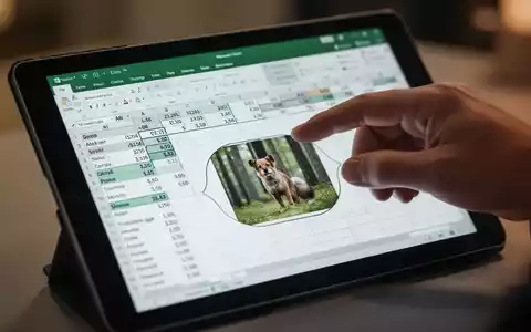 A hand using a tablet displaying Microsoft Excel with data cells and a perfectly resized image within a shape. - Foto: über boerse-global.de