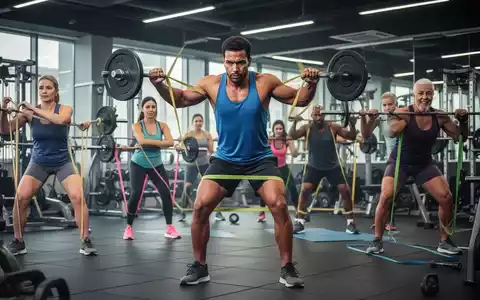 Menschen unterschiedlichen Alters trainieren in einem Fitnessstudio mit Gewichten und Widerstandsbändern. - Foto: über boerse-global.de