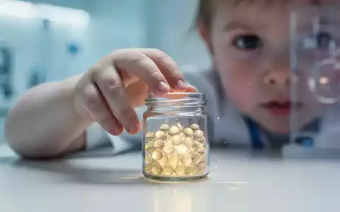 Eine Nahaufnahme der Hand eines Kleinkindes, die nach einem Glas mit Probiotika-Kapseln greift, im Hintergrund unscharf. - Foto: über boerse-global.de