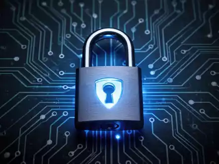 A glowing blue digital padlock over an abstract circuit board, symbolizing cybersecurity and data protection for Microsoft updates. - Foto: über boerse-global.de