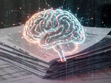 Eine stilisiertes, leuchtendes neuronales Netz über Finanzdokumenten und Gesetzestexten, das Datenschutz und KI in der Finanzwelt darstellt. - Foto: über boerse-global.de