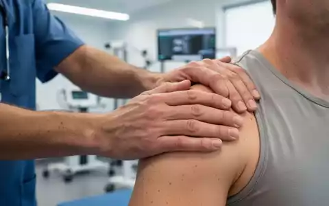 Hände eines Physiotherapeuten unterstützen die Schulter eines Patienten während einer Rehabilitationsübung in einer modernen Klinik. - Foto: über boerse-global.de