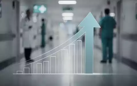 Abstrakte Darstellung eines Finanzdiagramms mit starkem Aufwärtspotenzial und einem Pfeil, der nach oben zeigt, vor einem Gesundheits-Hintergrund. - Foto: über boerse-global.de