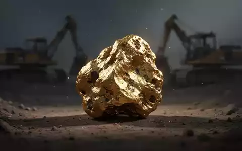 Ein detailliertes Nahaufnahme eines Goldnuggets, das einen leichten Glanz reflektiert, teilweise von einem subtilen Schatten verdeckt. - Foto: über boerse-global.de