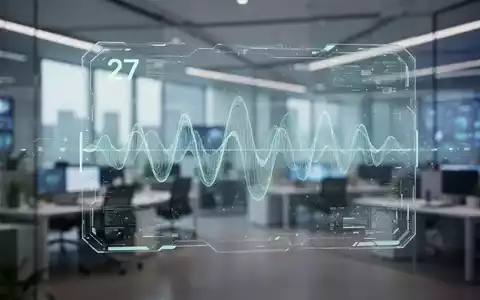 Eine futuristische, transparente Augmented-Reality-Schnittstelle mit einer subtilen KI-Wellenform in einem modernen Büro. - Foto: über boerse-global.de