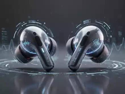 Sleek wireless earbuds, possibly AirPods Pro 3, with subtle glowing tech elements, representing a firmware update and new features. - Foto: über boerse-global.de