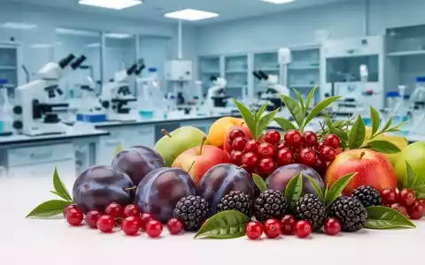 Eine Nahaufnahme von frischen Pflaumen, Cranberries, Brombeeren und grünem Tee, die eine gesunde Ernährung symbolisieren. - Foto: über boerse-global.de