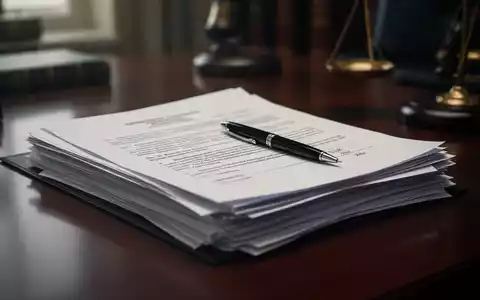 Ein Stapel offizieller Dokumente auf einem dunklen Schreibtisch mit einem Stift, der die Komplexität von Kündigungen und Arbeitsrecht symbolisiert. - Foto: über boerse-global.de