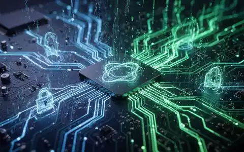 A close-up of a futuristic circuit board with glowing blue and green lines representing data flow, symbolizing technology and alternative operating systems. - Foto: über boerse-global.de
