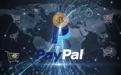 Digital currency flowing into a PayPal logo, symbolizing the integration of crypto payments into mainstream financial systems. - Foto: über boerse-global.de