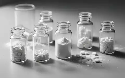 Nahaufnahme von kleinen, eleganten Glasphiolen mit feinem weissem Pulver oder Tabletten auf einer minimalistischen, weiss beleuchteten Oberfläche. - Foto: über boerse-global.de