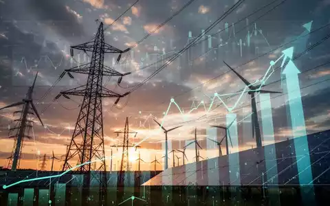 Ein dynamisches Bild eines Stromnetzes vor einem dramatischen Himmel, mit subtilen digitalen Überlagerungen, die Wachstum andeuten. - Foto: über boerse-global.de