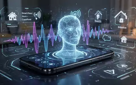 Nahaufnahme eines futuristischen Smartphones mit KI-Benutzeroberfläche und Sprachbefehlswellenformen. - Foto: über boerse-global.de