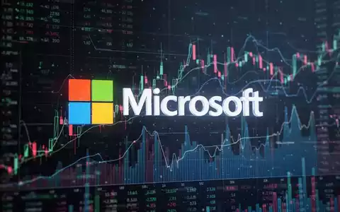 Microsoft logo intertwined with digital financial data and legal scales, representing subscription management and legal challenges. - Foto: über boerse-global.de