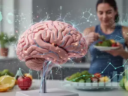 Ein detailliertes Modell eines gesunden Gehirns mit leuchtenden neuronalen Pfaden und überlagerten Datenvisualisierungen. - Foto: über boerse-global.de