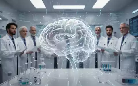 Holografische Projektion eines menschlichen Gehirns mit Datenströmen in einem futuristischen medizinischen Labor, das KI in der Medizin symbolisiert. - Foto: über boerse-global.de