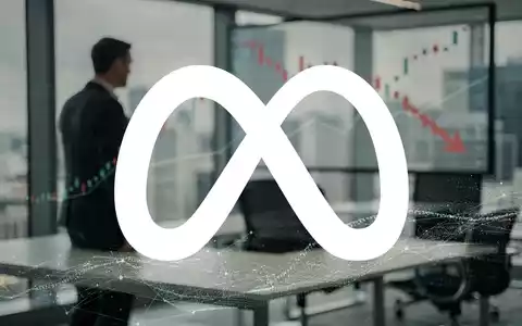 Eine nachdenkliche Figur, die an Mark Zuckerberg erinnert, beobachtet einen fallenden digitalen Aktienchart auf einem Bildschirm. - Foto: über boerse-global.de