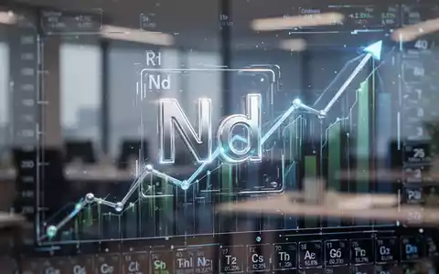Ein stilisiertes, leuchtendes Symbol eines Seltenerdmetalls, integriert in ein futuristisches Finanzdiagramm mit leichtem Aufwärtstrend. - Foto: über boerse-global.de