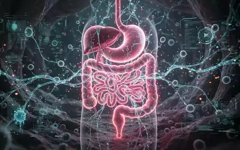 Eine futuristische, leuchtende Darstellung des menschlichen Darms, durchzogen von Datenströmen, symbolisiert Darmgesundheit und digitale Medizin. - Foto: über boerse-global.de