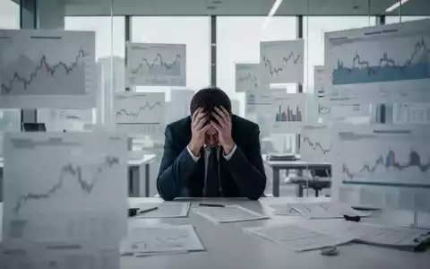 Eine Person sitzt nachdenklich an einem Schreibtisch, umgeben von verschwommenen Diagrammen und Dokumenten, die mentale und wirtschaftliche Belastungen symbolisieren. - Foto: über boerse-global.de