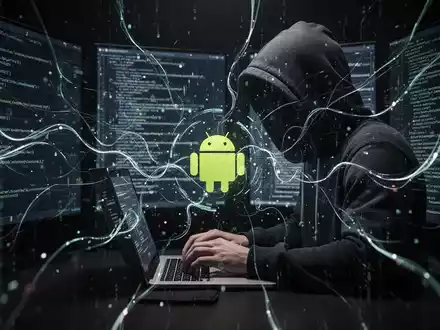 Eine Person mit Kapuze tippt auf einem Laptop, umgeben von leuchtenden digitalen Linien und Code auf dunklen Bildschirmen. - Foto: über boerse-global.de