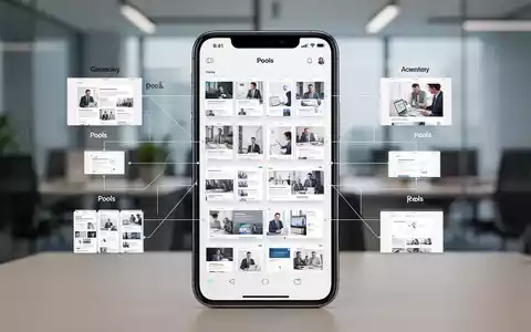 A smartphone screen displaying a grid of neatly organized digital screenshots, with lines connecting them to categorized 'pools'. - Foto: über boerse-global.de