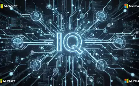 Abstract digital network with glowing blue lines and nodes, forming a stylized 'IQ' symbol, representing enterprise AI and data integration. - Foto: über boerse-global.de