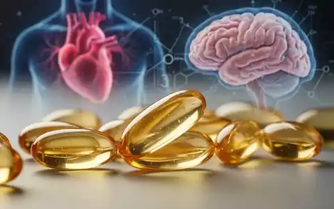 Omega-3-Kapseln oder -Öl im Vordergrund, mit einer unscharfen Darstellung eines Herzens und Gehirns im Hintergrund. - Foto: über boerse-global.de