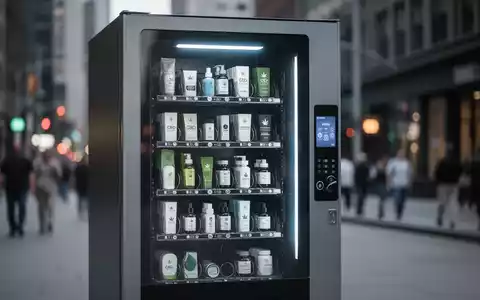 Ein moderner Verkaufsautomat für CBD-Produkte in einer städtischen Umgebung, mit leichter Unschärfe im Hintergrund. - Foto: über boerse-global.de