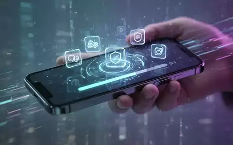 Ein futuristisches Smartphone mit holografischen App-Symbolen, das Geschwindigkeit und Effizienz symbolisiert. - Foto: über boerse-global.de