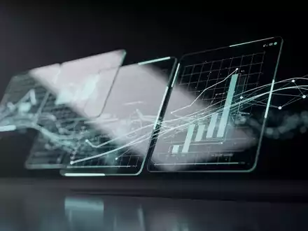 Eine futuristische digitale Oberfläche mit Finanzdaten und abstrakten leuchtenden Linien, die Konnektivität und Innovation darstellen. - Foto: über boerse-global.de
