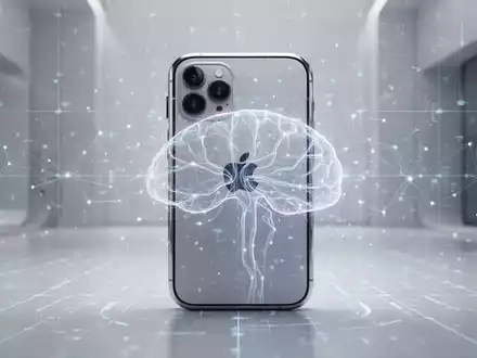 A sleek Apple device with a glowing neural network pattern, representing local AI processing and system orchestration. - Foto: über boerse-global.de