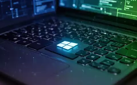 A close-up of a laptop keyboard with a glowing Windows logo key, reflecting blue and green light from the screen. - Foto: über boerse-global.de