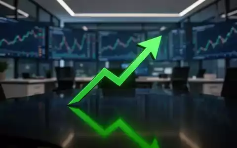 Ein grüner, aufwärts gerichteter Börsenpfeil auf einem digitalen Bildschirm, der sich auf einem dunklen Schreibtisch spiegelt. - Foto: über boerse-global.de