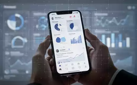Eine Hand hält ein Smartphone, das einen sauberen Social-Media-Feed mit digitalen Steuerungselementen und Datenvisualisierungen zeigt. - Foto: über boerse-global.de