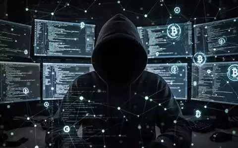 A shadowy figure in a hoodie in front of glowing computer screens, depicting the hidden threat of AI cryptojacking. - Foto: über boerse-global.de