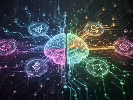 A glowing, interconnected neural network diagram with data flows and nodes, symbolizing AI agent management and combination. - Foto: über boerse-global.de