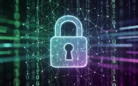A stylized digital lock icon with a network grid overlay, representing cybersecurity and account protection. Abstract data streams in the background. - Foto: über boerse-global.de