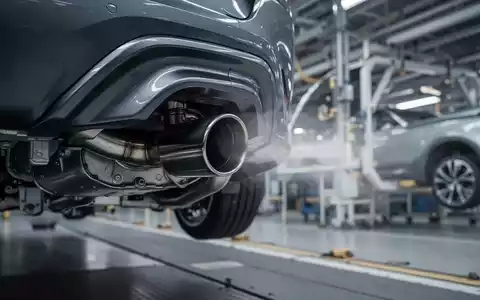 Nahaufnahme eines Auspuffrohrs eines modernen Autos mit einem Hauch von Emissionen vor einem verschwommenen Hintergrund einer Fabrik. - Foto: über boerse-global.de