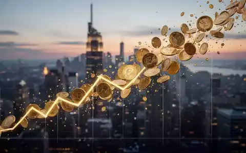 Ein stilisierter Finanzgraph mit aufsteigender Linie, die in goldene Euro-Münzen übergeht, vor einer urbanen Kulisse bei Dämmerung. - Foto: über boerse-global.de