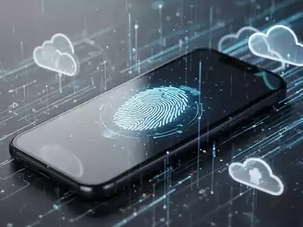 A close-up of a smartphone screen displaying a glowing fingerprint icon, symbolizing biometric security for cloud access. - Foto: über boerse-global.de