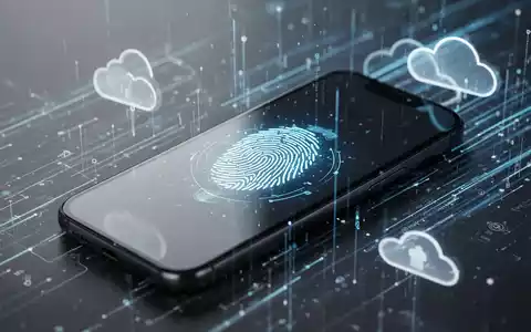 A close-up of a smartphone screen displaying a glowing fingerprint icon, symbolizing biometric security for cloud access. - Foto: über boerse-global.de
