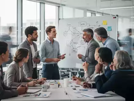 Eine vielfältige Gruppe von Erwachsenen nimmt an einem professionellen Weiterbildungsworkshop in einem modernen Klassenzimmer teil. - Foto: über boerse-global.de