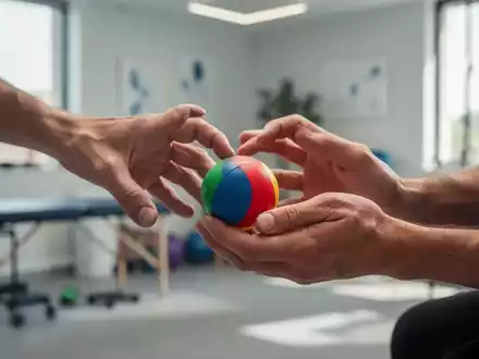 Hände halten einen Therapieball, symbolisiert Bewegungstherapie bei Parkinson. - Foto: über boerse-global.de