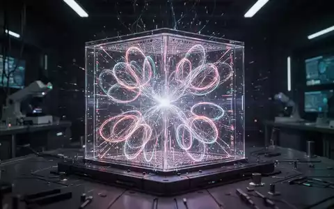 A glowing quantum processor with intricate light patterns, symbolizing error correction and stability in a dark, futuristic lab. - Foto: über boerse-global.de