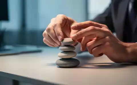Hände stapeln kleine, glatte Steine präzise aufeinander, symbolisierend Gewohnheitsbildung und mentale Stärke in einem ruhigen Umfeld. - Foto: über boerse-global.de