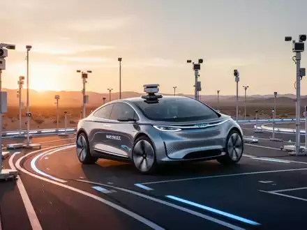 A sleek Waymo autonomous vehicle on a desert testing track at sunset, emphasizing advanced technology and expansive operations. - Foto: über boerse-global.de